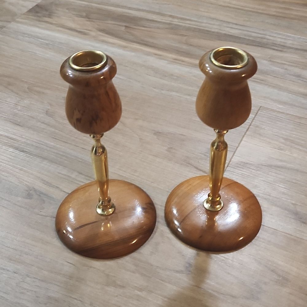 Vintage MCM Oregon Myrtlewood Candlesticks